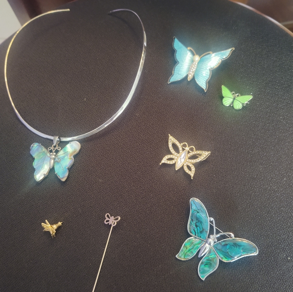 Butterfly Pins, 1 Necklace